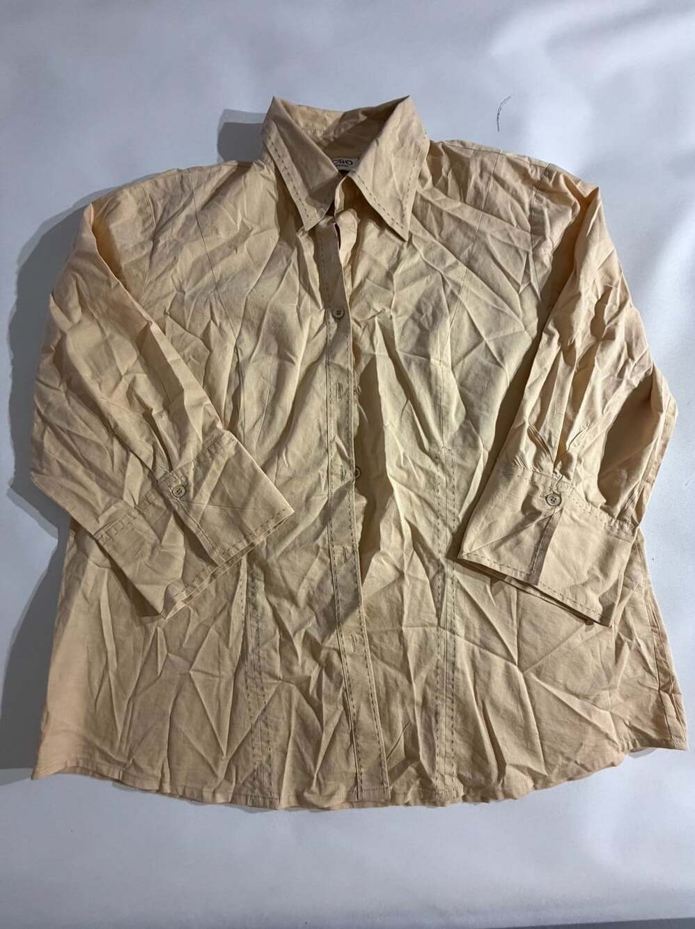 Cato Woman Tan Yellow Beige Button Up Short Sleeve Shirt Size 14/16W